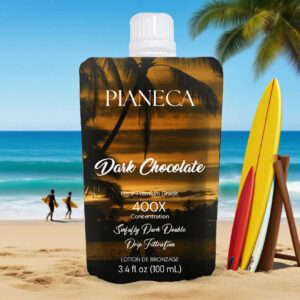 Dark chocolate bronzing lotion for indoor tanning glow