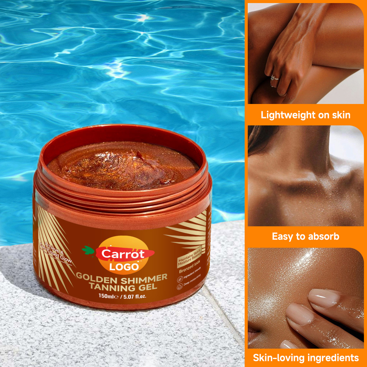 golden shimmer tanning gel | instant bronzing glow & skin illuminating gel golden shimmer tanning gel | instant bronzing glow & skin illuminating gel